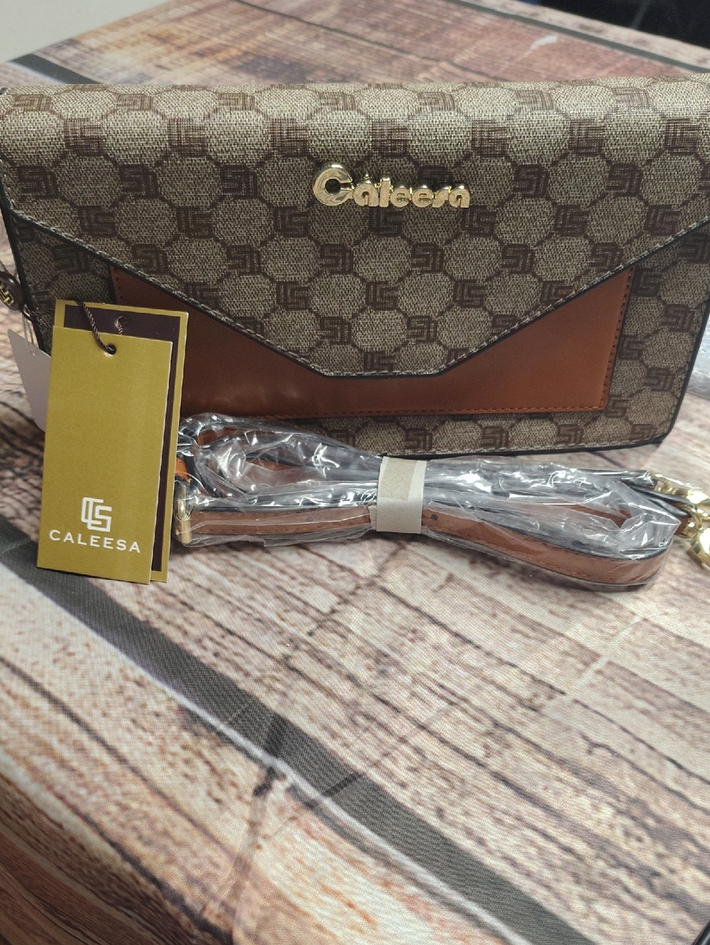 CALE Brown Patterned Crossbody Bag